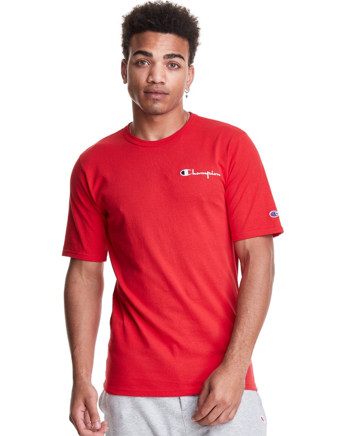 Champion T-Shirt Heren - Rood - Heritage Embroidered Script + C Logo ( 284301-TMI )